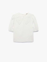 Kısa Kollu Bebe Yaka Pamuklu Bluz