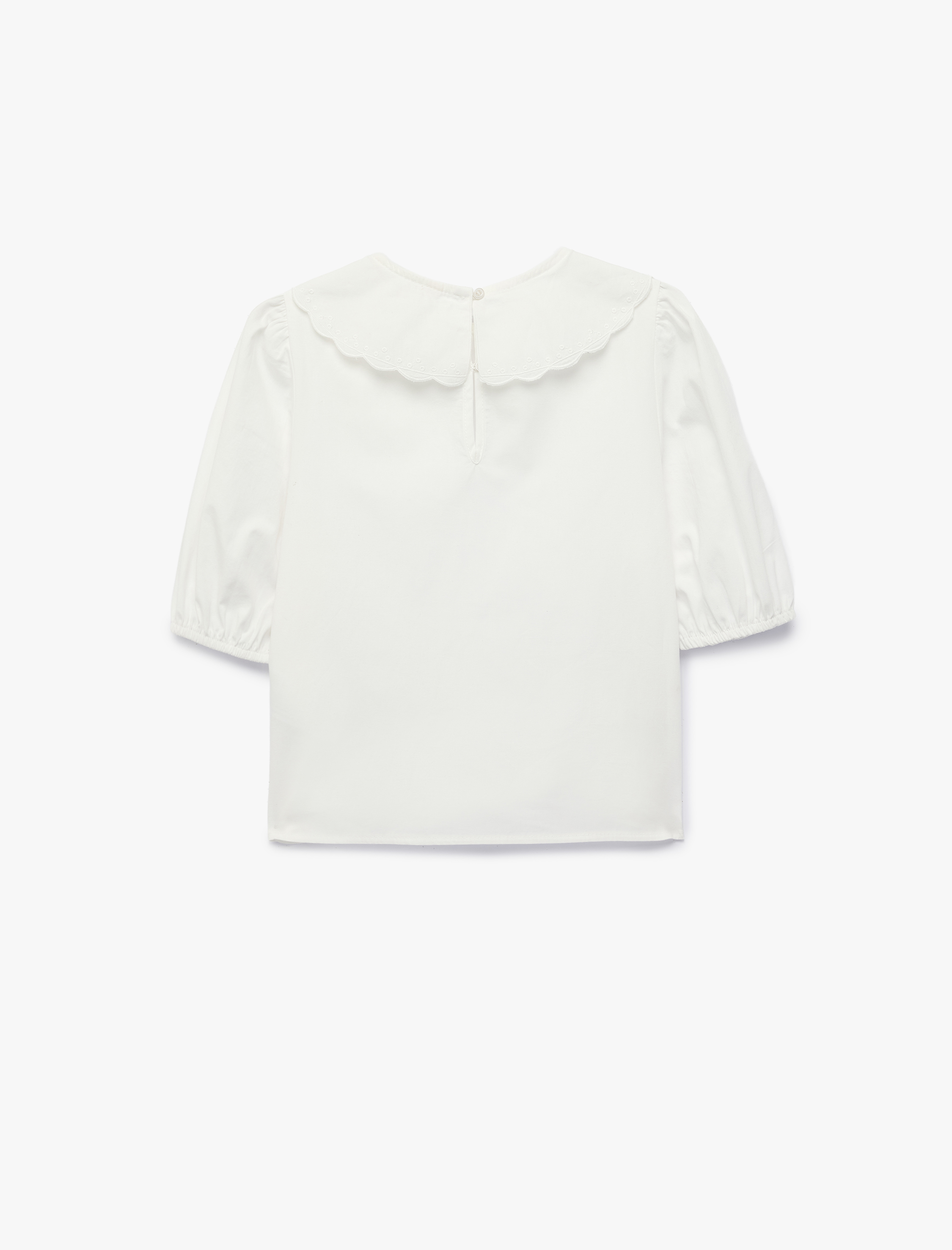  Kız Çocuk Kısa Kollu Bebe Yaka Pamuklu Bluz