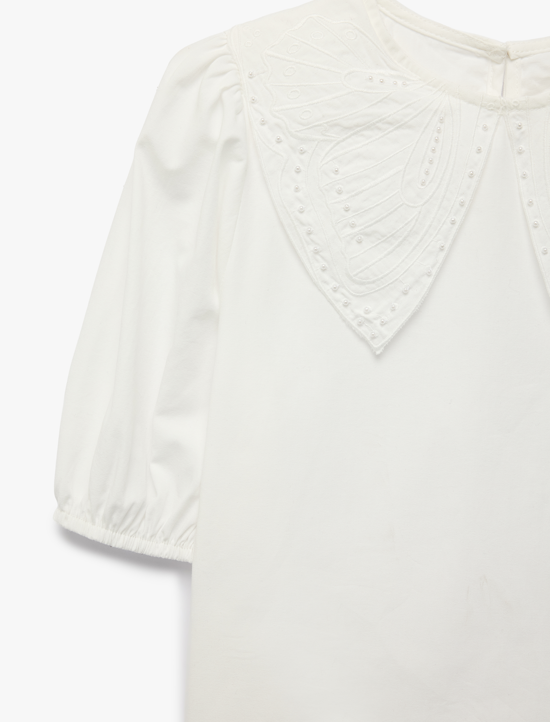  Kız Çocuk Kısa Kollu Bebe Yaka Pamuklu Bluz