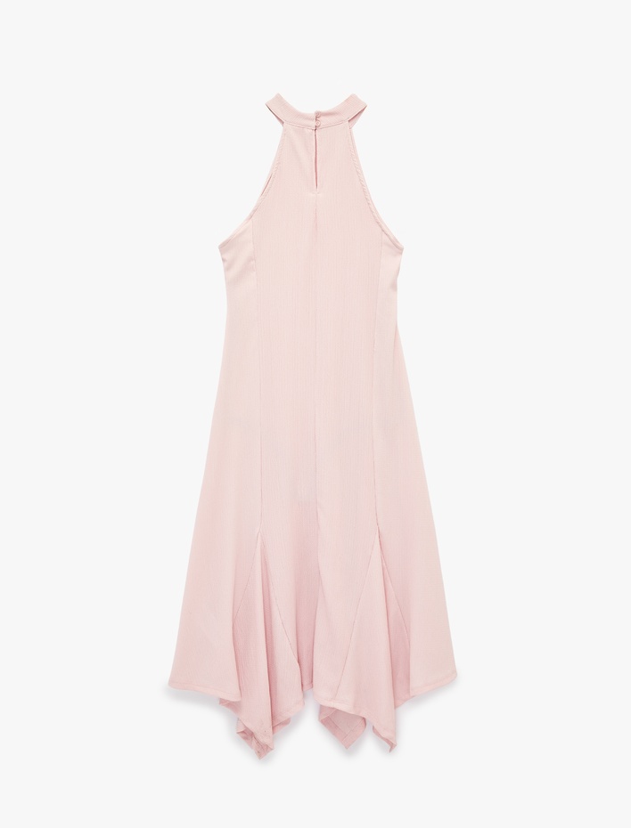  Bürümcük Halter Yaka Kolsuz Maxi Elbise