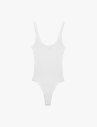 Slim Fit Kolsuz U Yaka Çıt Çıt Detaylı Body