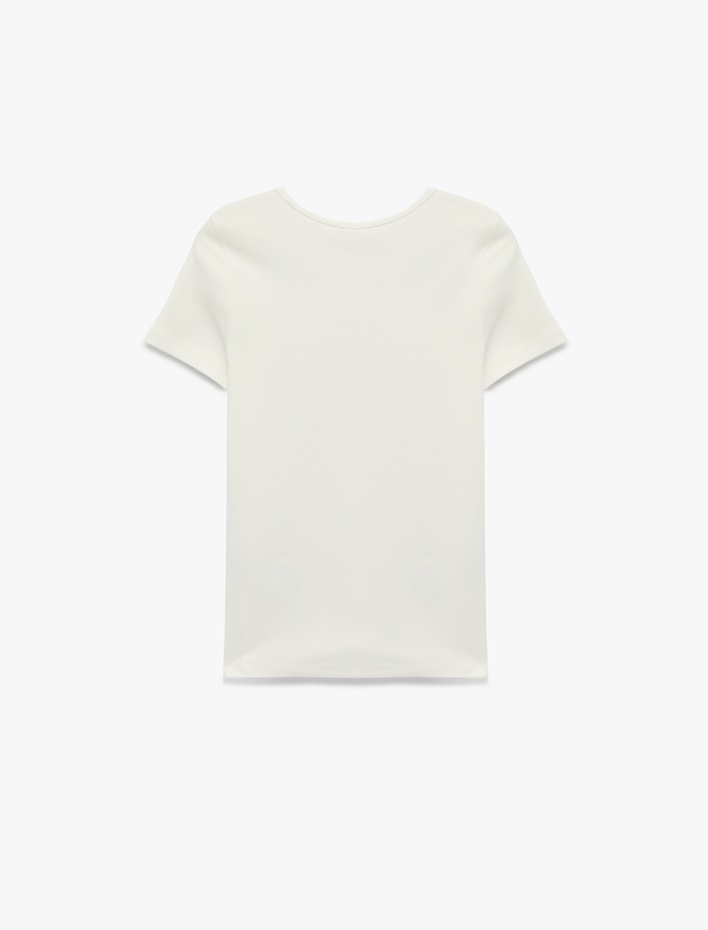  Slim Fit Kısa Kollu Bisiklet Yaka Baskılı Pamuklu Tişört