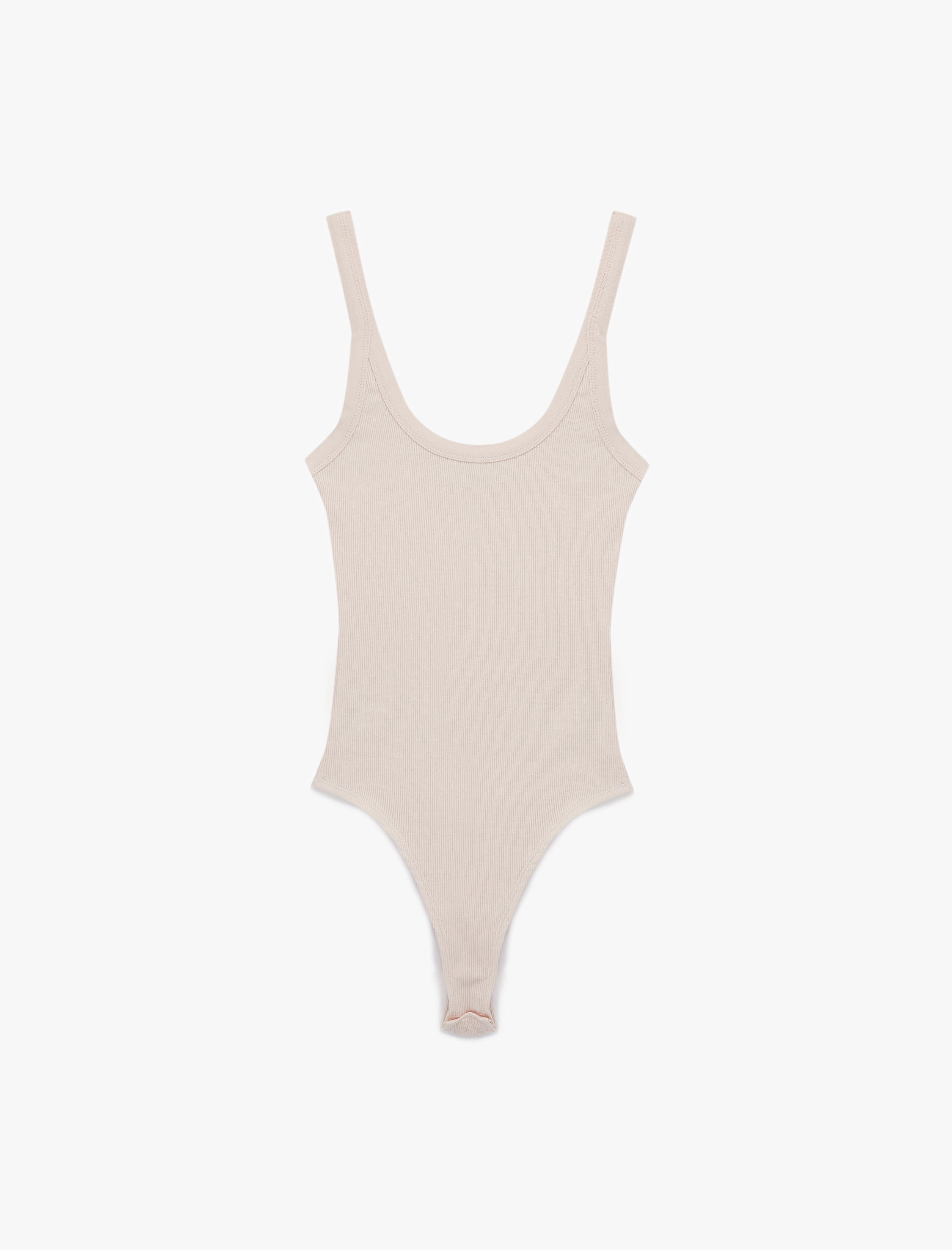   Slim Fit Kolsuz U Yaka Çıt Çıt Detaylı Body