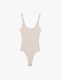 Slim Fit Kolsuz U Yaka Çıt Çıt Detaylı Body