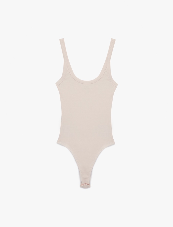  Slim Fit Kolsuz U Yaka Çıt Çıt Detaylı Body