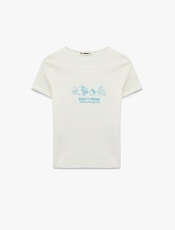 Pamuklu Slim Fit Kısa Kollu Bisiklet Yaka Tişört