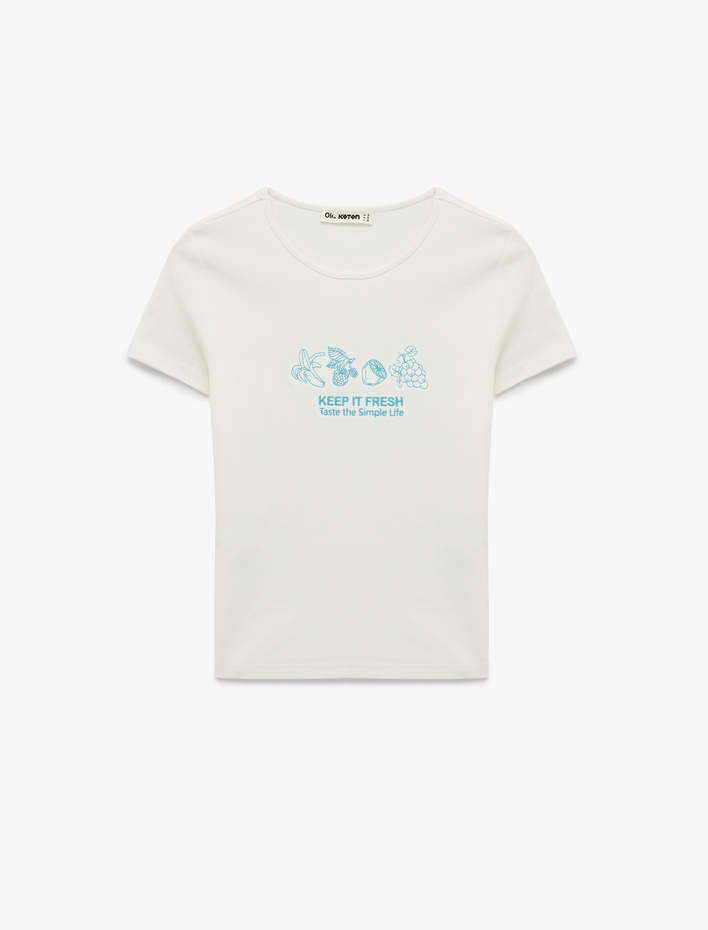  Pamuklu Slim Fit Kısa Kollu Bisiklet Yaka Tişört