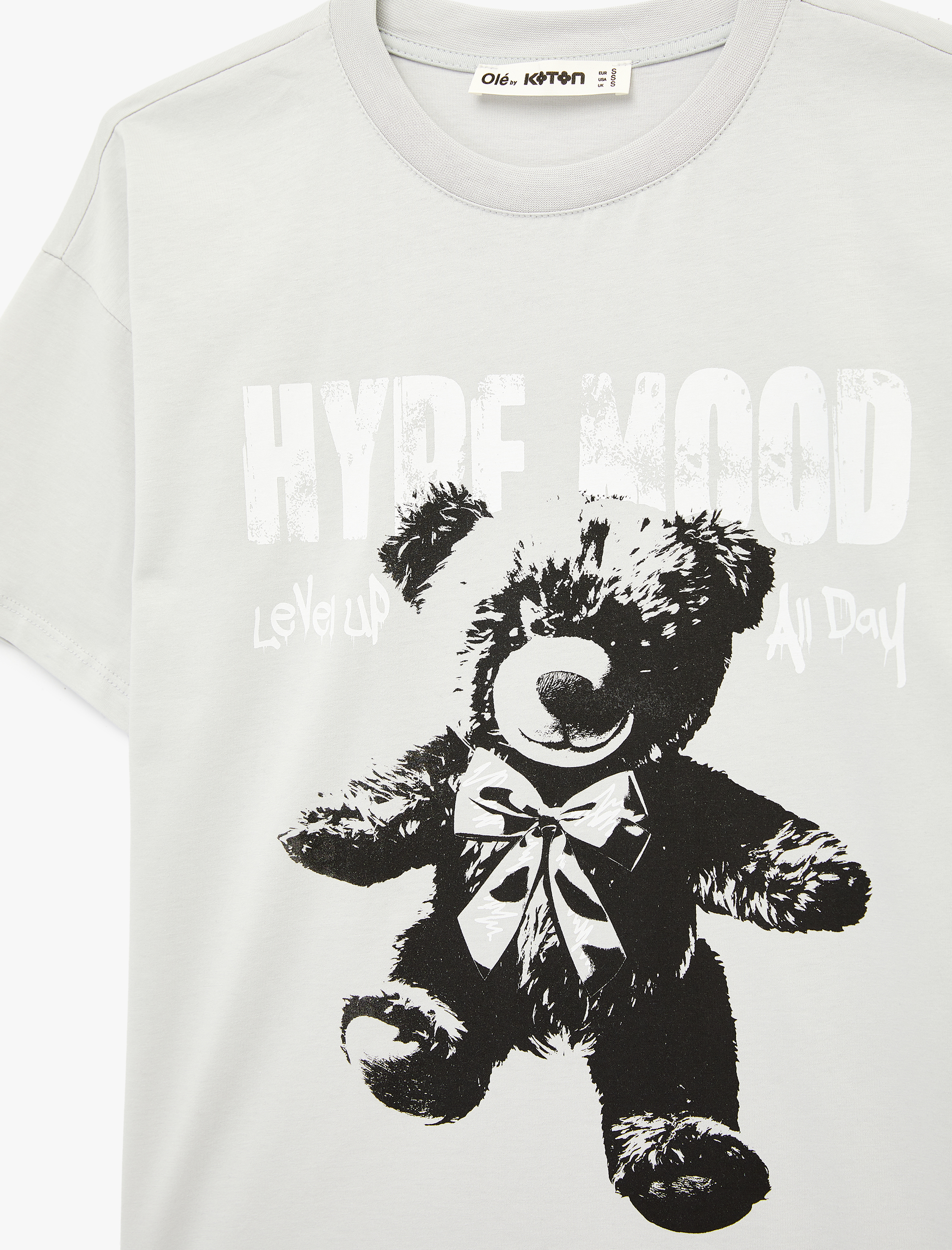   Baskılı Rahat Kalıp Kısa Kollu Bisiklet Yaka Pamuklu Tişört