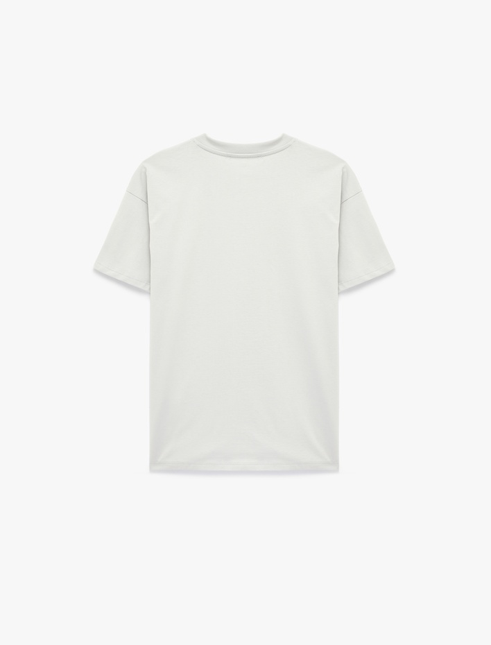  Baskılı Rahat Kalıp Kısa Kollu Bisiklet Yaka Pamuklu Tişört