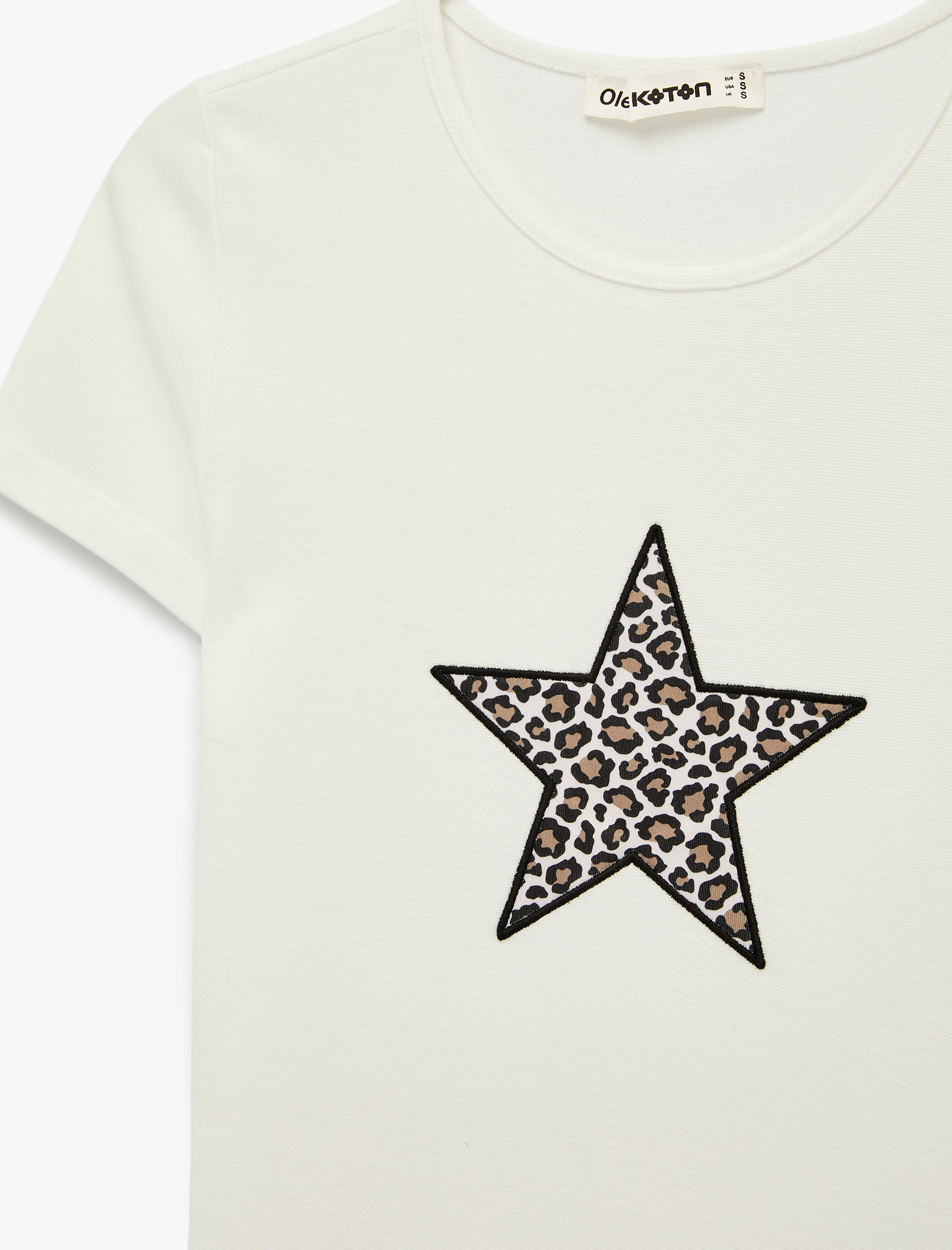   Baskılı Kısa Kollu Bisiklet Yaka Pamuklu Tişört