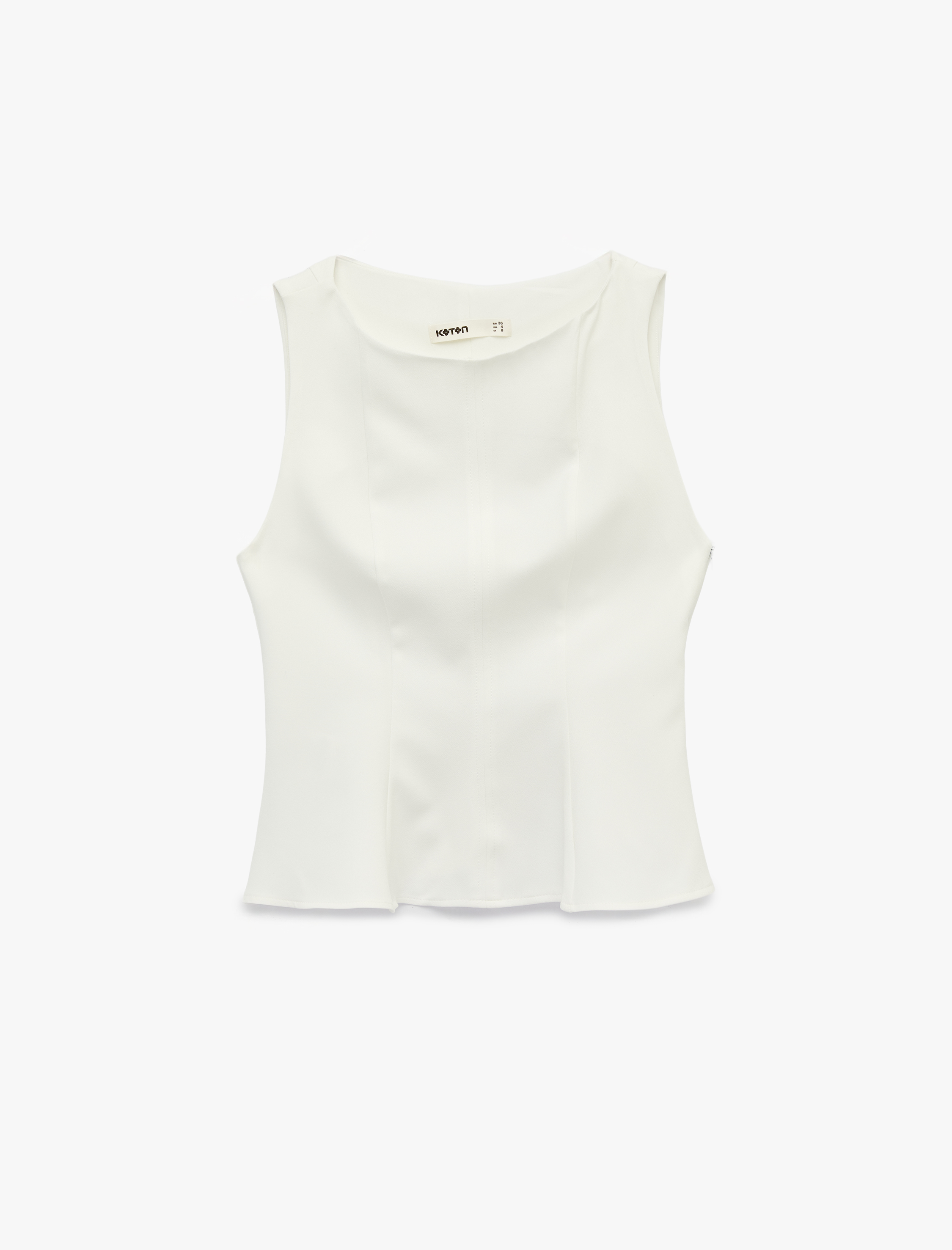   Slim Fit Bisiklet Yaka Peplum Kesim Kolsuz Bluz