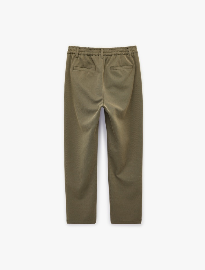  Regular Fit Düğmeli Cepli Duble Paça Pantolon