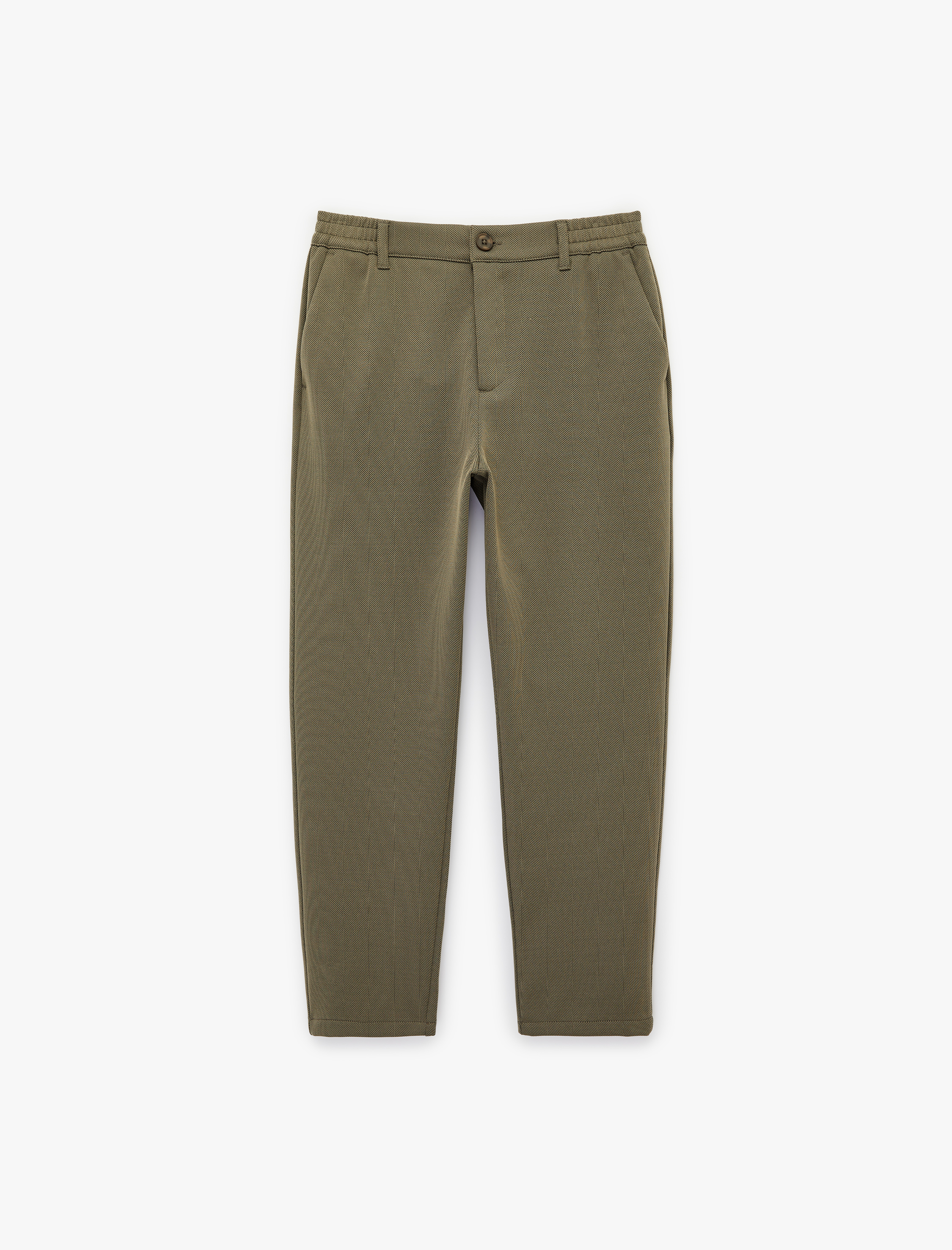   Regular Fit Düğmeli Cepli Duble Paça Pantolon