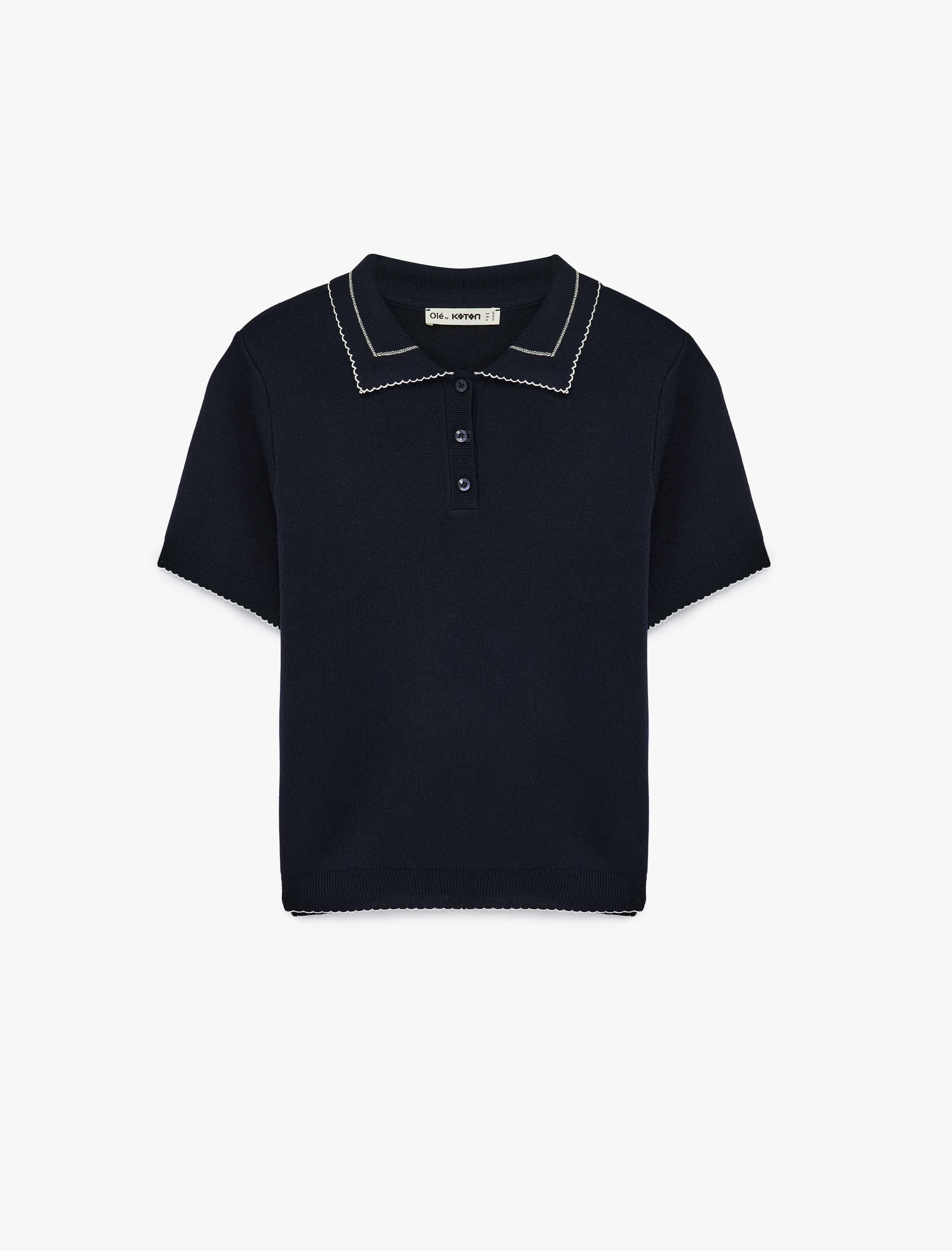   Regular Fit Kısa Kollu Bebe Yaka Triko Kazak