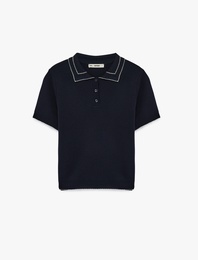 Regular Fit Kısa Kollu Bebe Yaka Triko Kazak