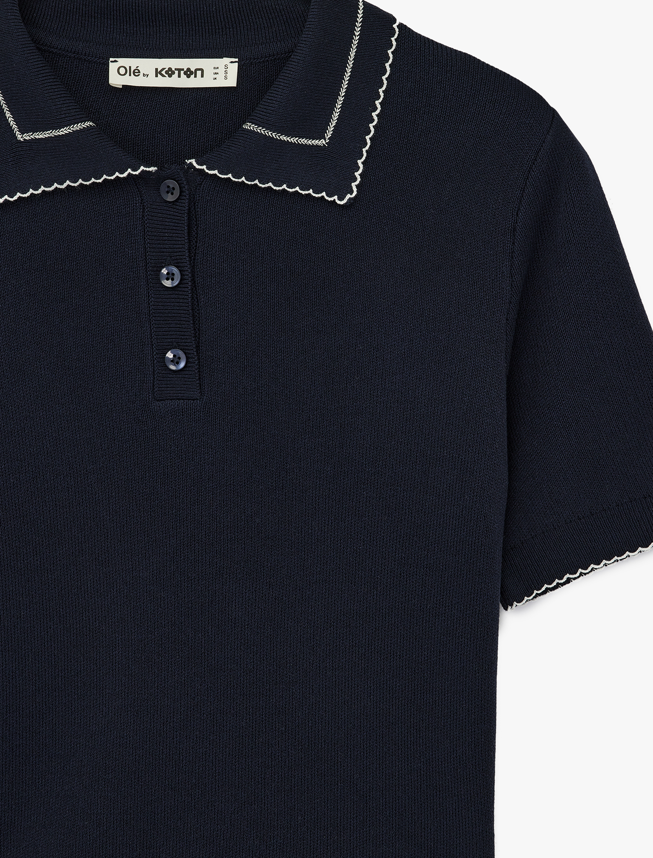   Regular Fit Kısa Kollu Bebe Yaka Triko Kazak