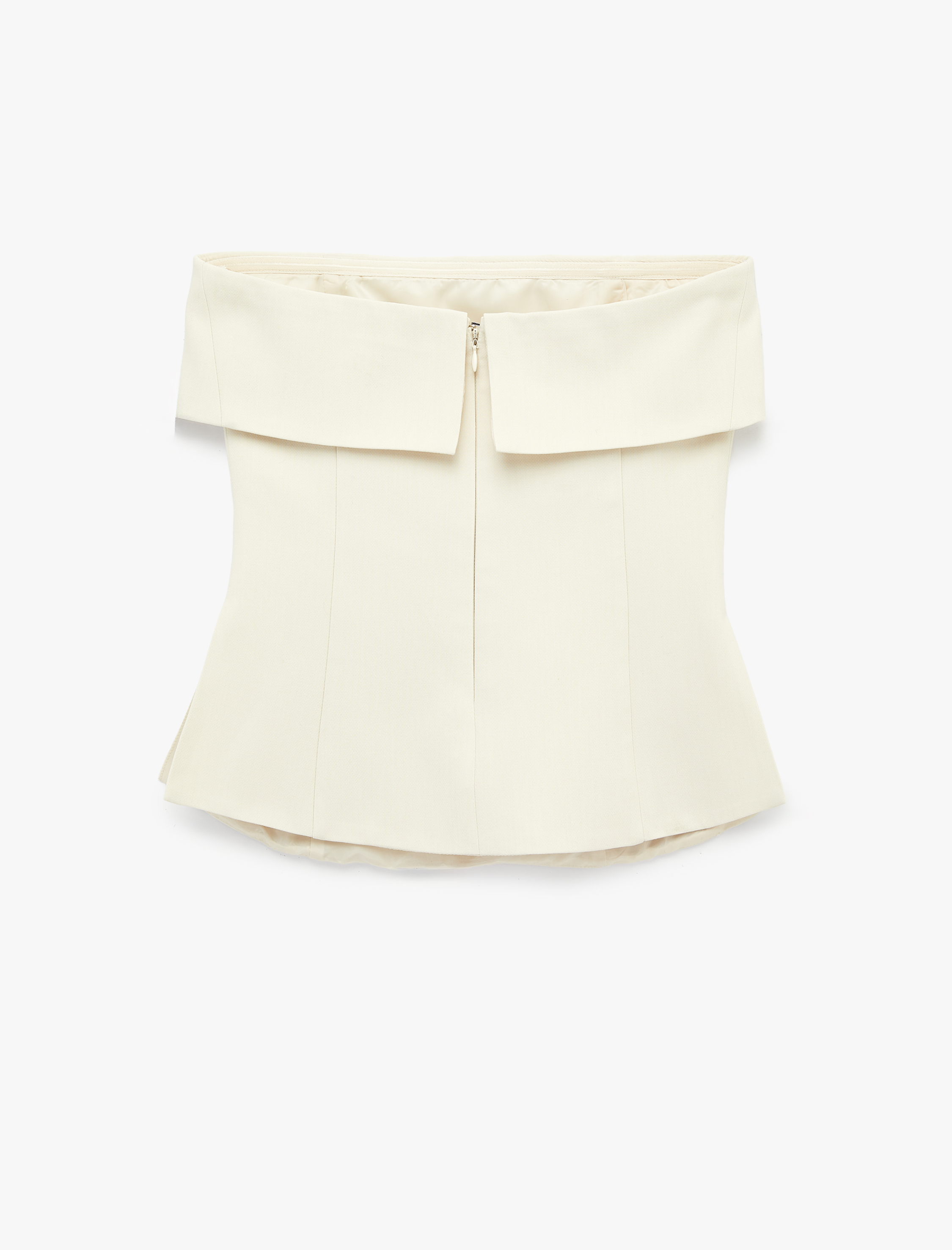   Straplez Yaka Kolsuz Katlı Bluz