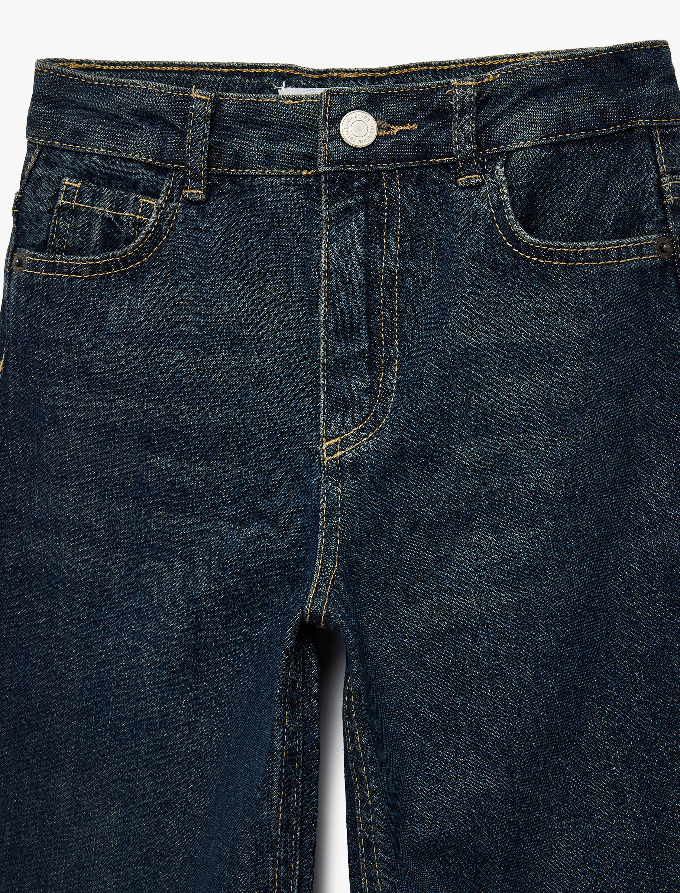  Erkek Çocuk Beli Ayarlanabilir Lastikli Pamuklu Cepli Denim Pantolon