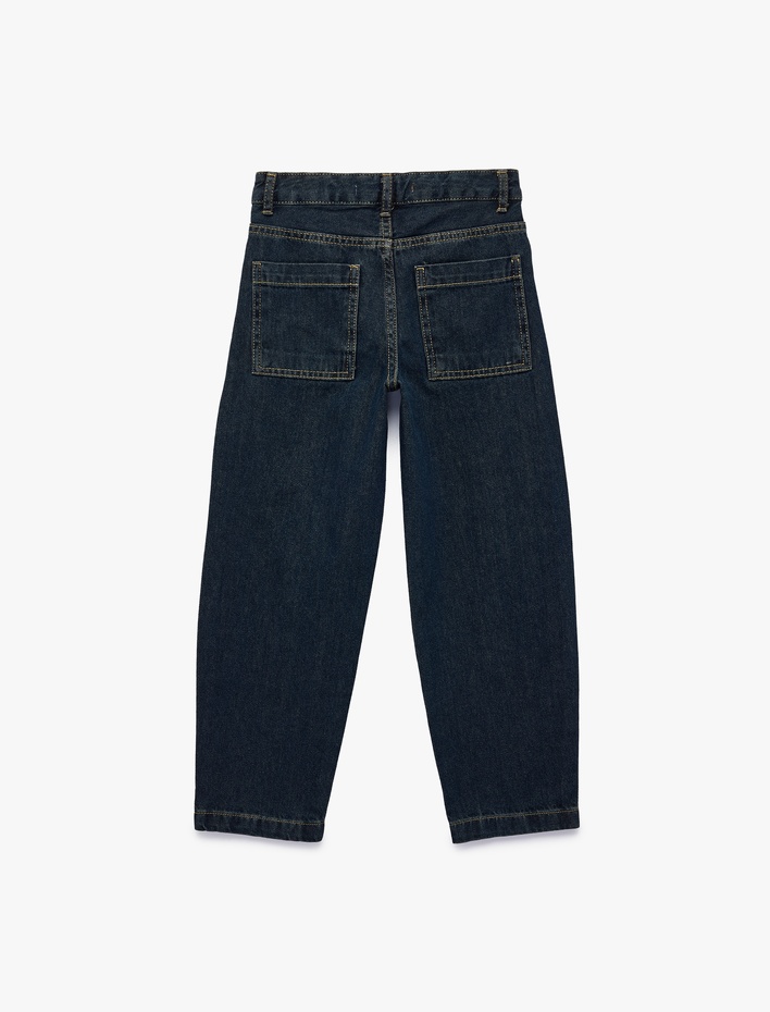 Erkek Çocuk Beli Ayarlanabilir Lastikli Pamuklu Cepli Denim Pantolon