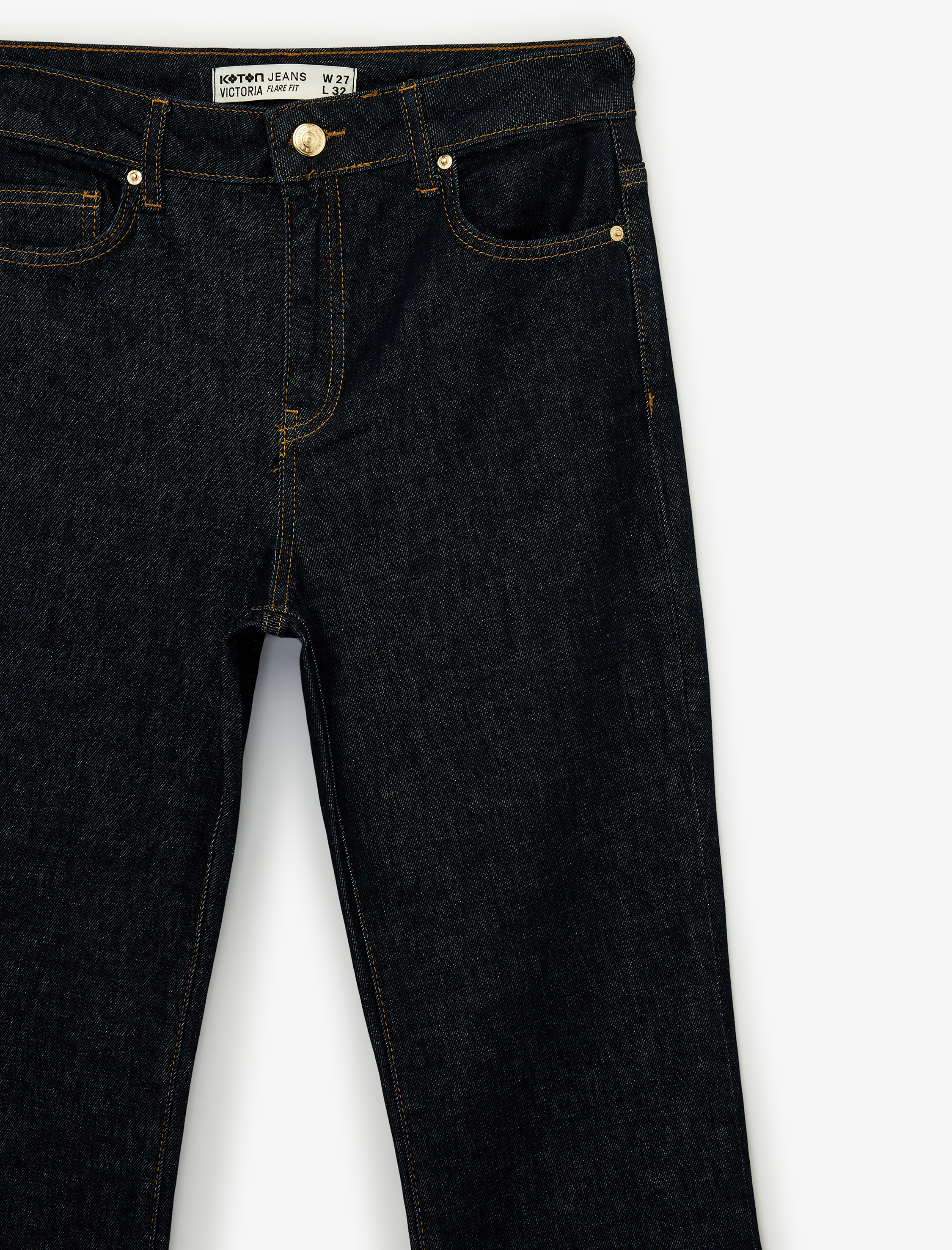   Normal Bel Dar Kesim İspanyol Paça Jean Pantolon - Flare Jeans