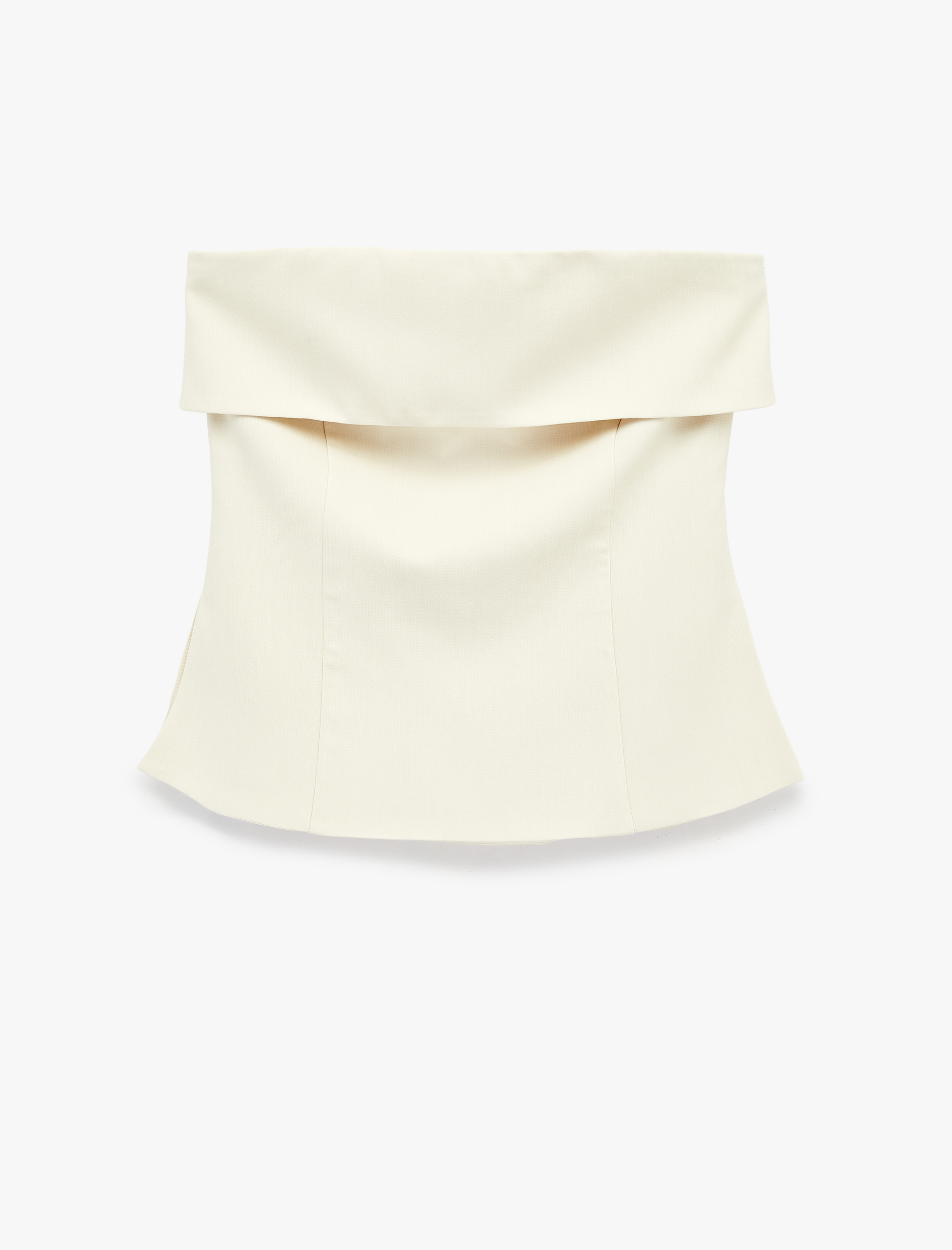   Straplez Yaka Kolsuz Katlı Bluz