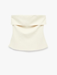 Straplez Yaka Kolsuz Katlı Bluz