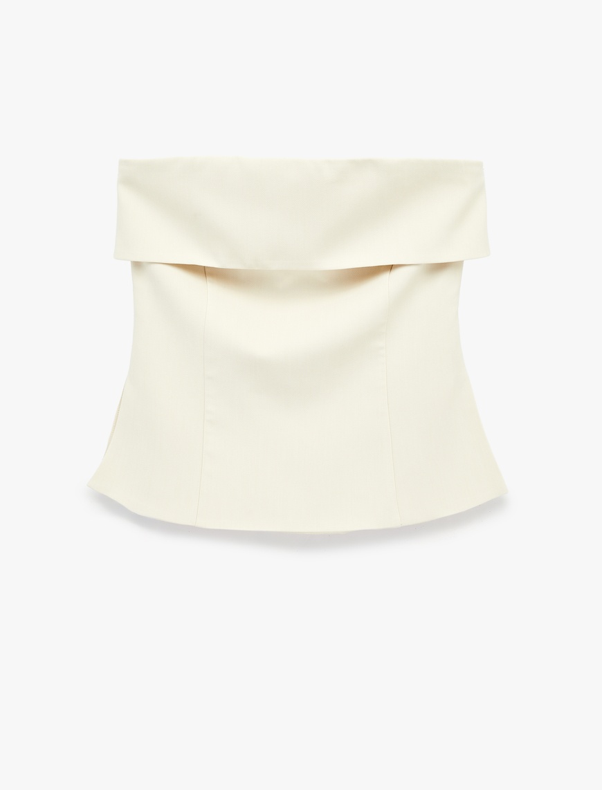 Koton Kadın Straplez Yaka Kolsuz Katlı Bluz