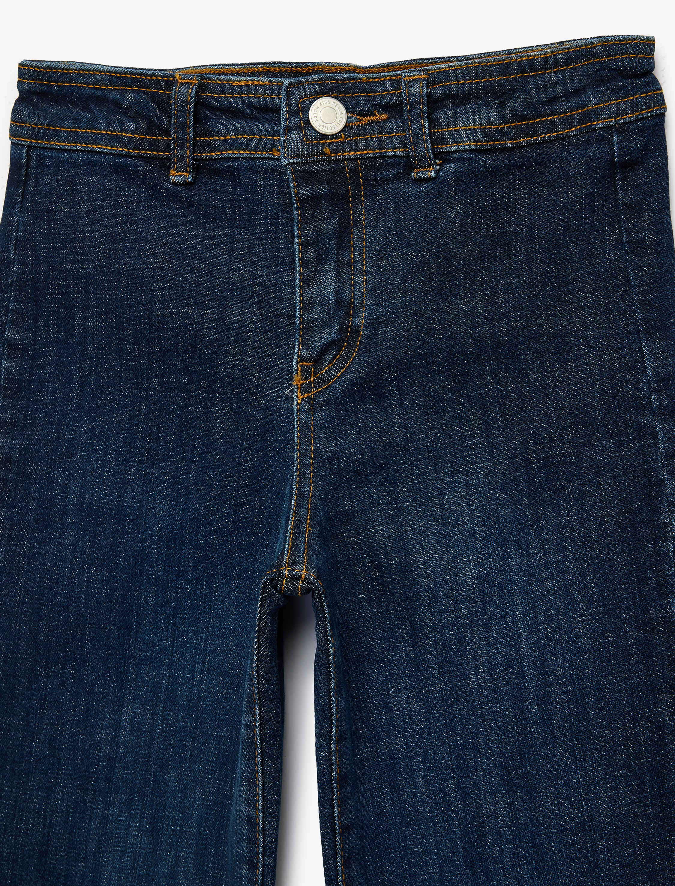  Kız Çocuk Pamuklu Düğmeli Cepli Culotte Denim Pantolon