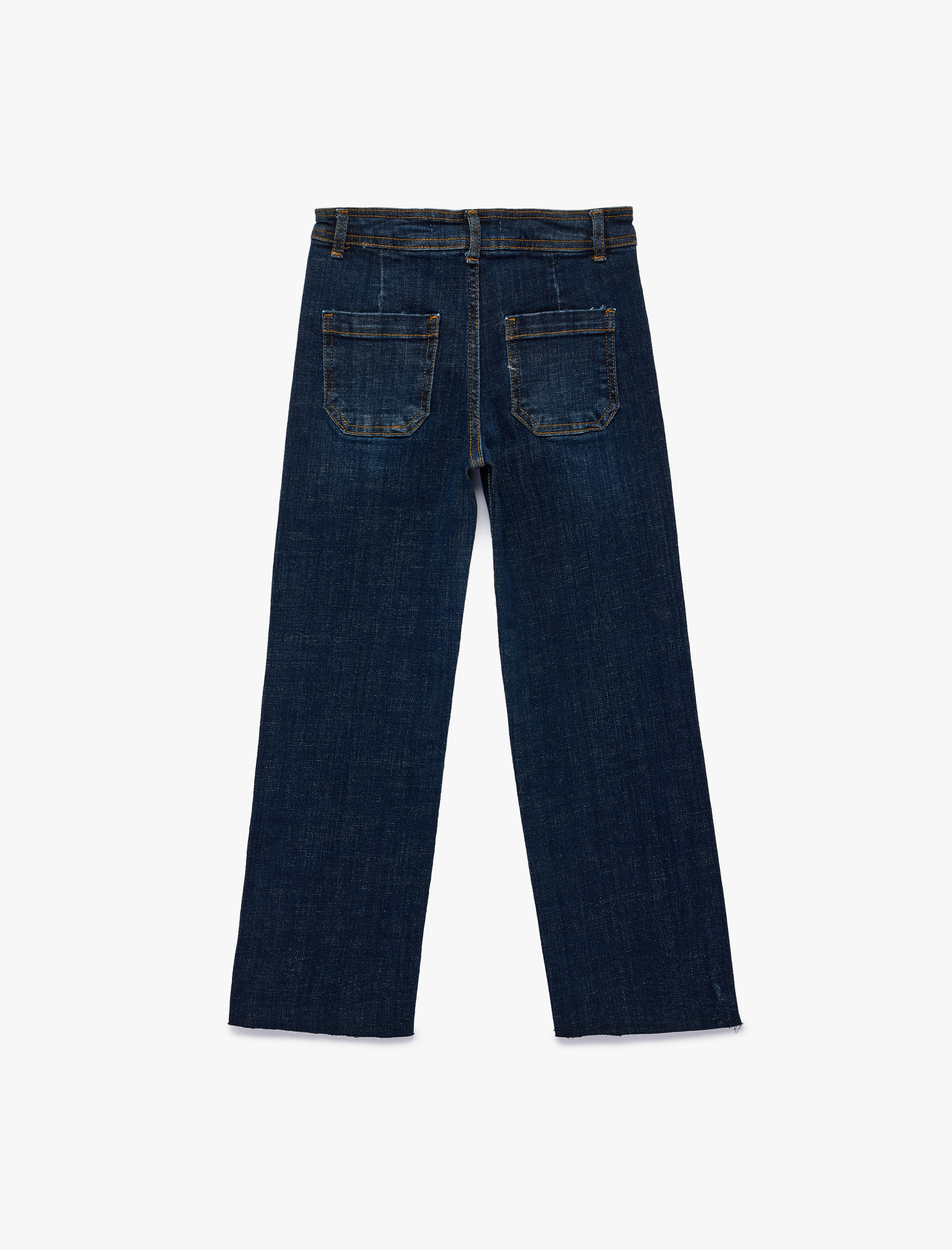  Kız Çocuk Pamuklu Düğmeli Cepli Culotte Denim Pantolon