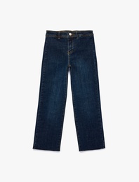 Pamuklu Düğmeli Cepli Culotte Denim Pantolon