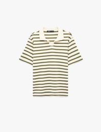 Regular Fit Kısa Kollu Polo Yaka Çizgili Tişört