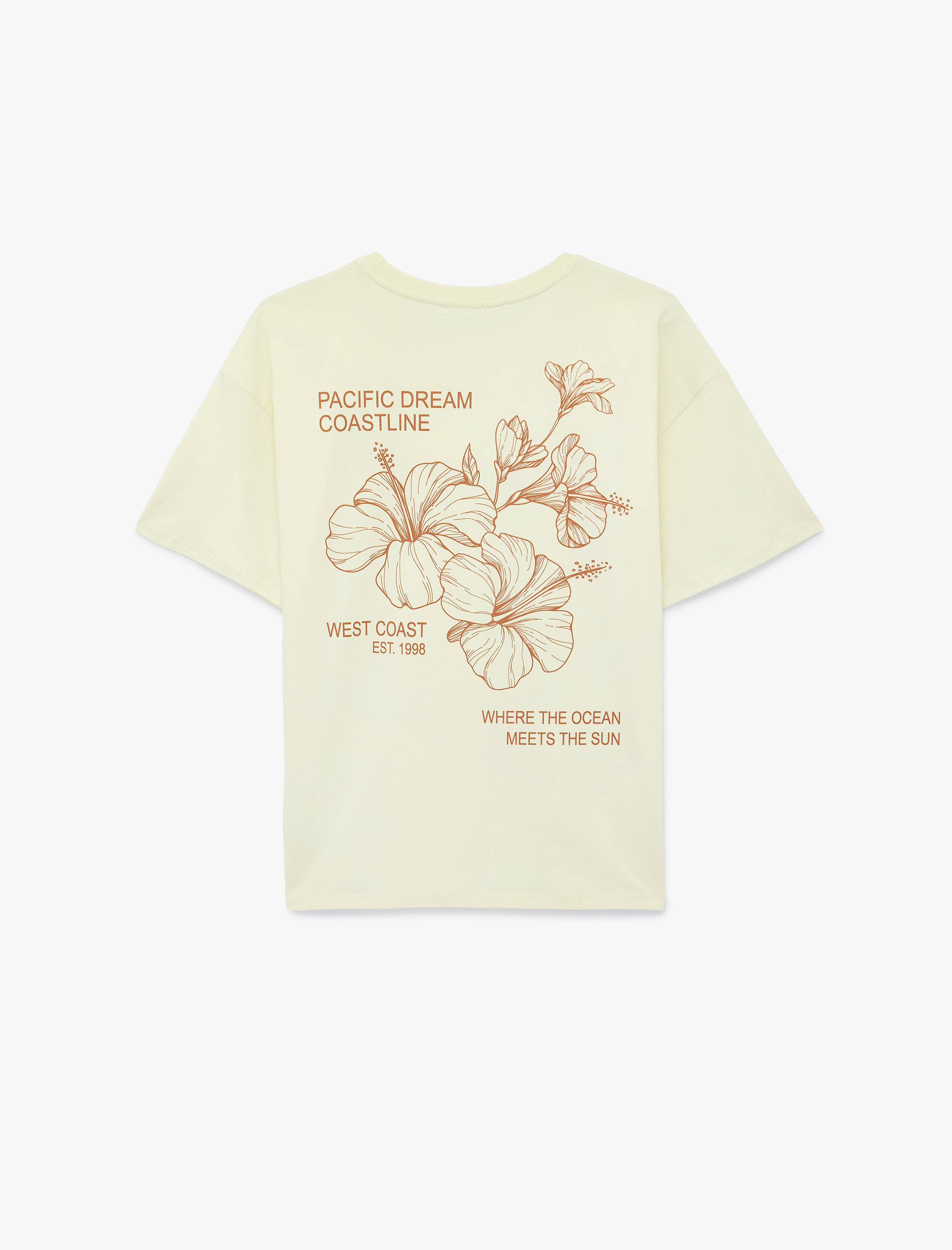   Rahat Kalıp Kısa Kollu Bisiklet Yaka Pamuklu Baskılı Tişört