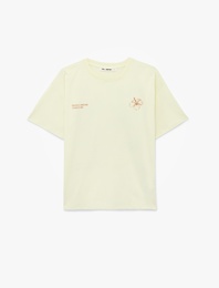 Rahat Kalıp Kısa Kollu Bisiklet Yaka Pamuklu Baskılı Tişört