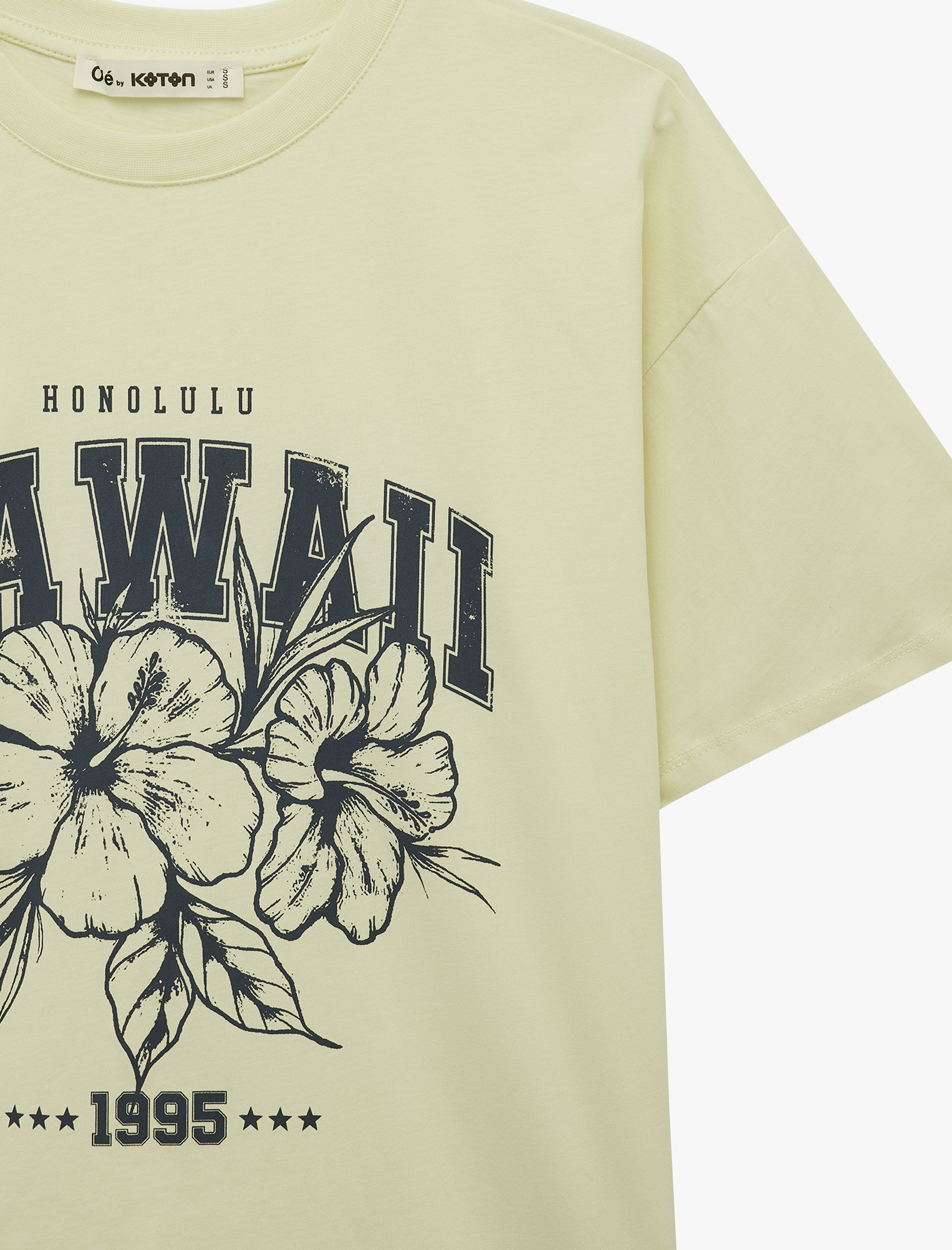   Rahat Kalıp Kısa Kollu Bisiklet Yaka Pamuklu Tişört