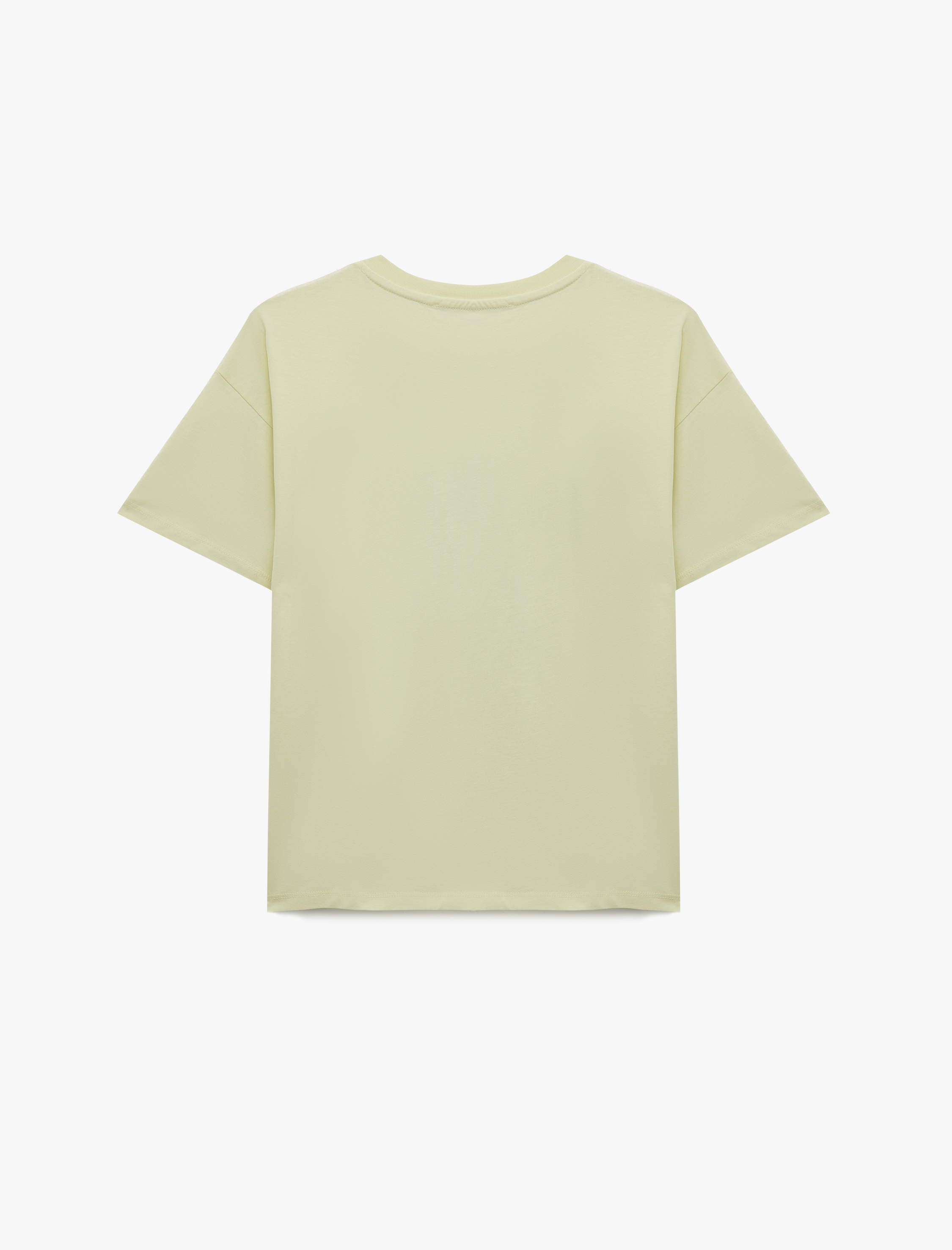   Rahat Kalıp Kısa Kollu Bisiklet Yaka Pamuklu Tişört