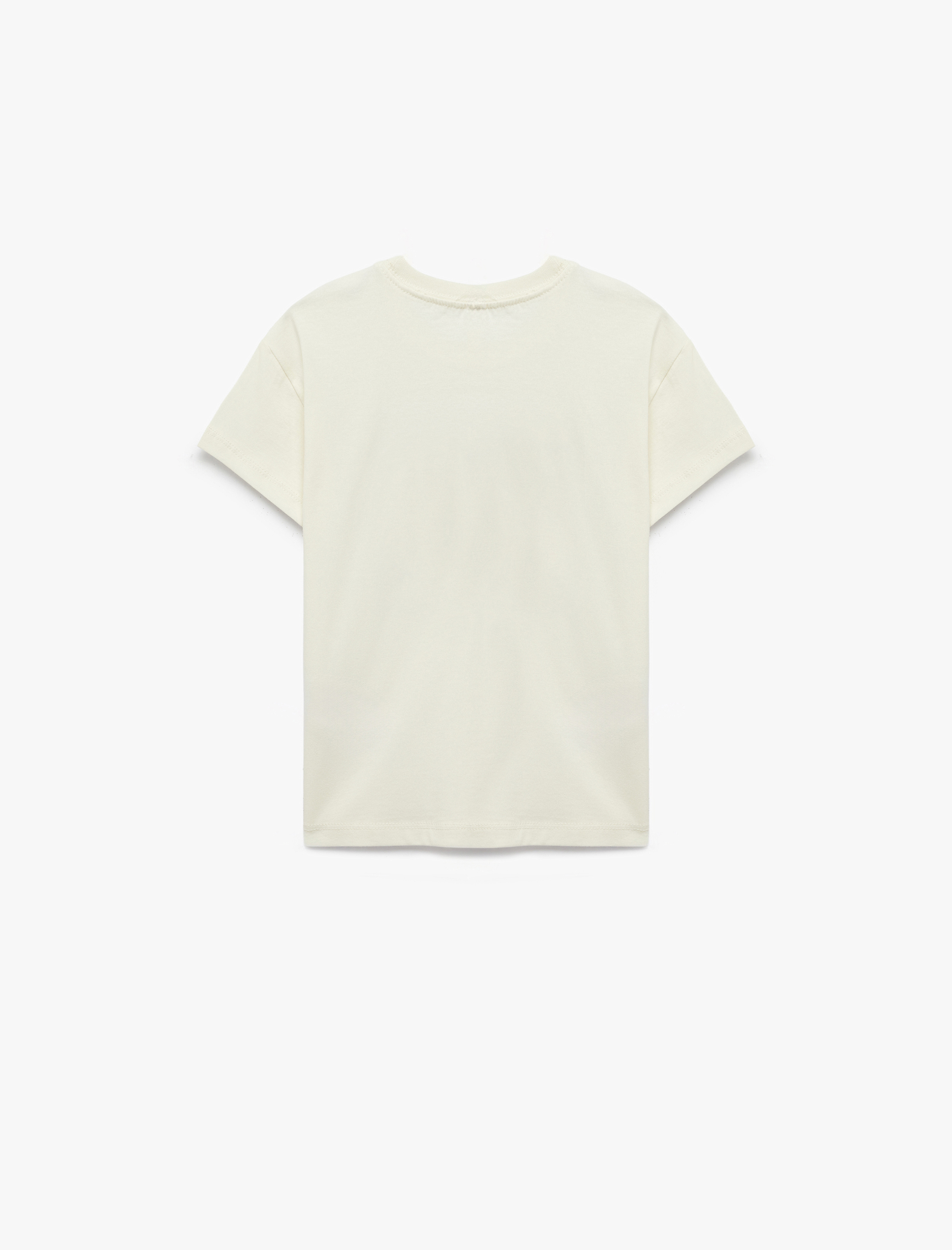  Kız Bebek Pamuklu Kısa Kollu Bisiklet Yaka Baskılı Tişört