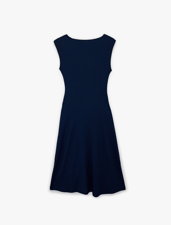  Kolsuz Bisiklet Yaka Slim Fit Maxi Elbise