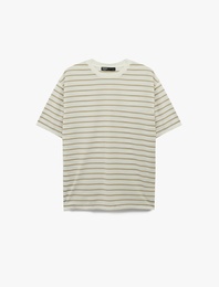 Bisiklet Yaka Regular Fit Kısa Kollu Çizgili Tişört