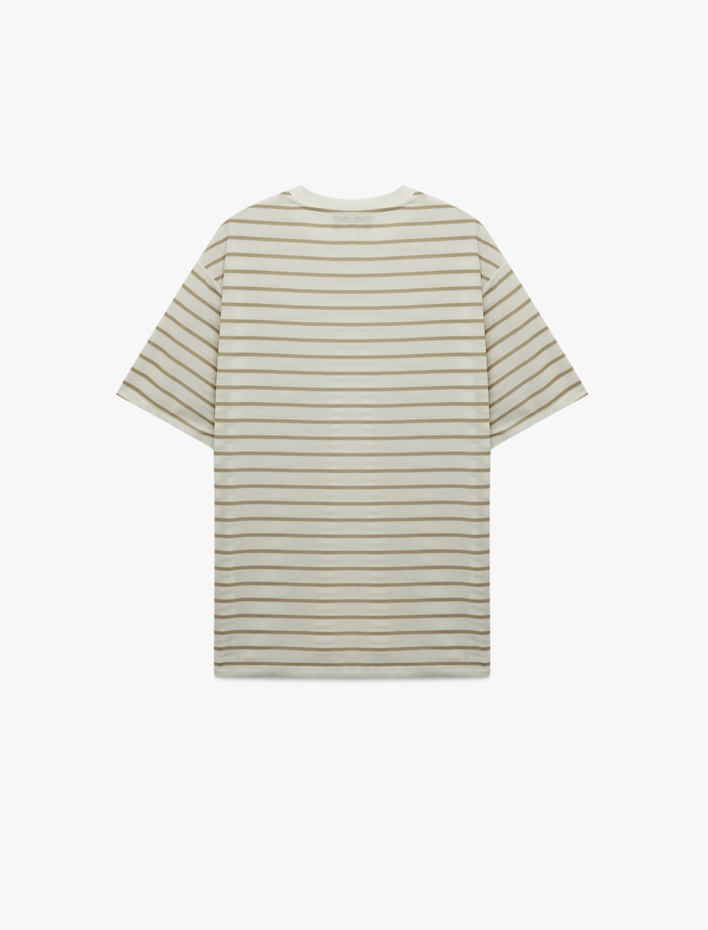  Bisiklet Yaka Regular Fit Kısa Kollu Çizgili Tişört