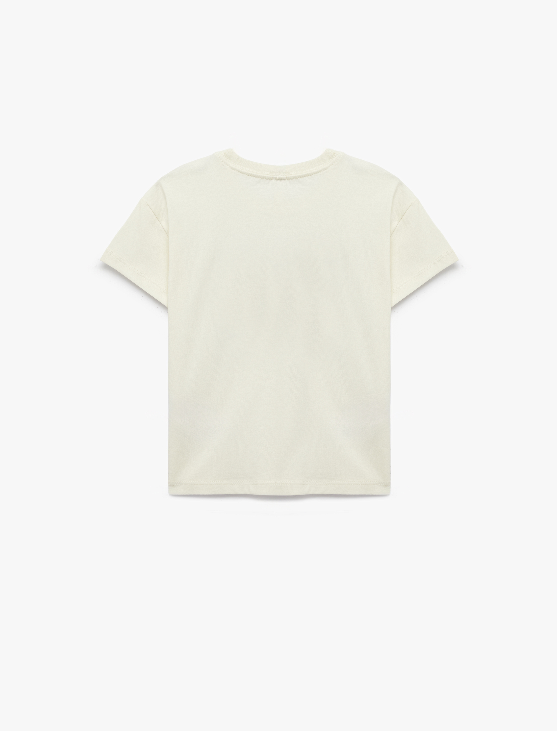  Kız Bebek Pamuklu Kısa Kollu Bisiklet Yaka Çiçek Nakış Detaylı Tişört