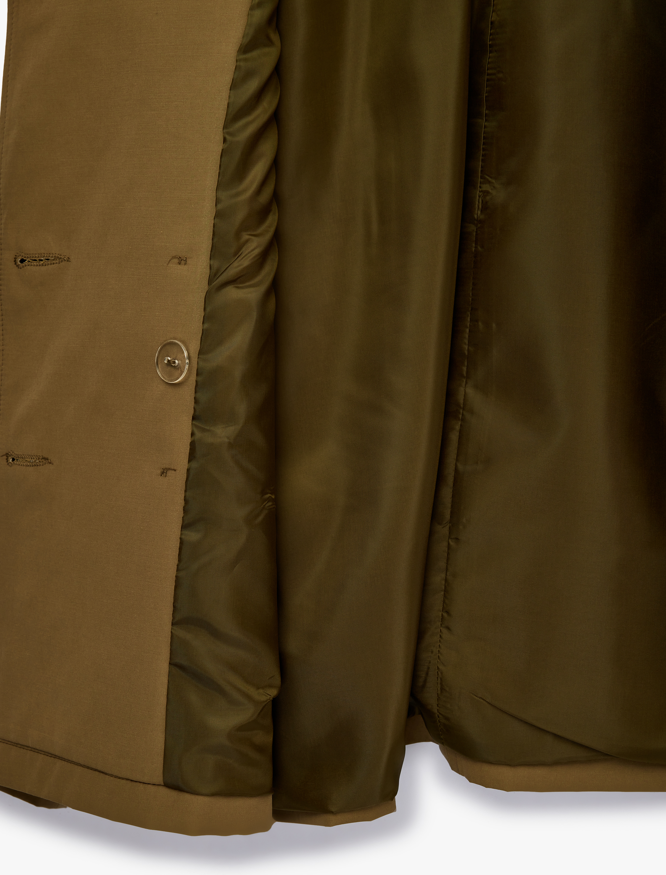   Uzun Kollu Düğmeli Cepli Kruvaze Kemerli Gabardin Kısa Trençkot