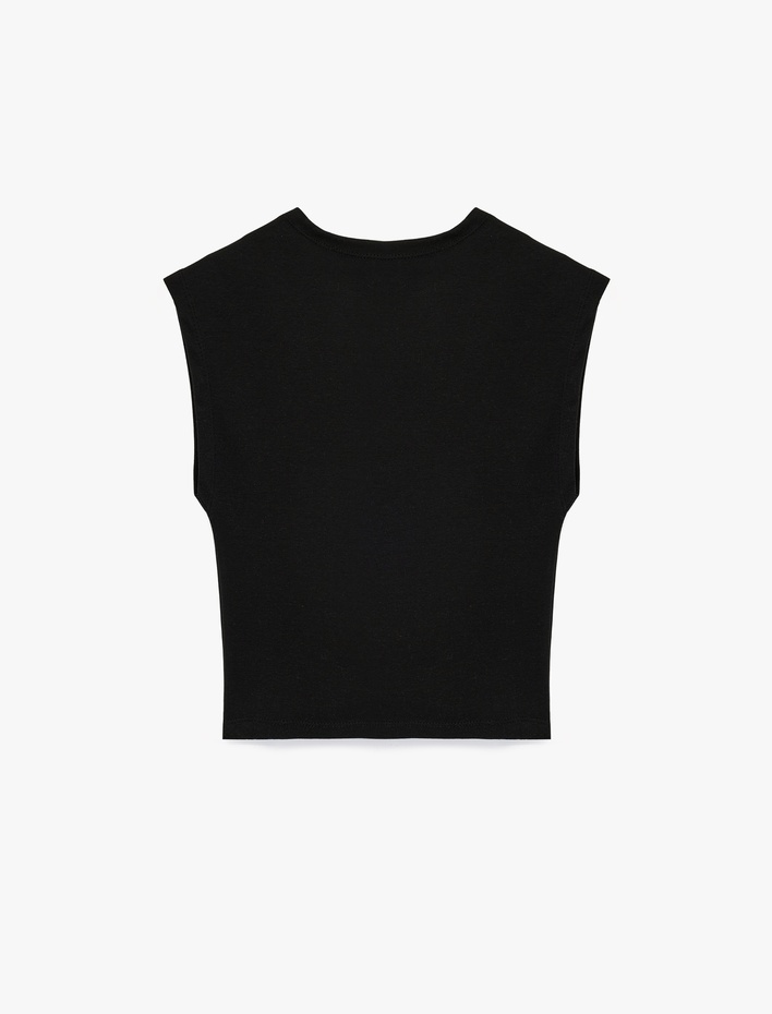  Rahat Kalıp Kolsuz Bisiklet Yaka Pamuklu Spor Tişört