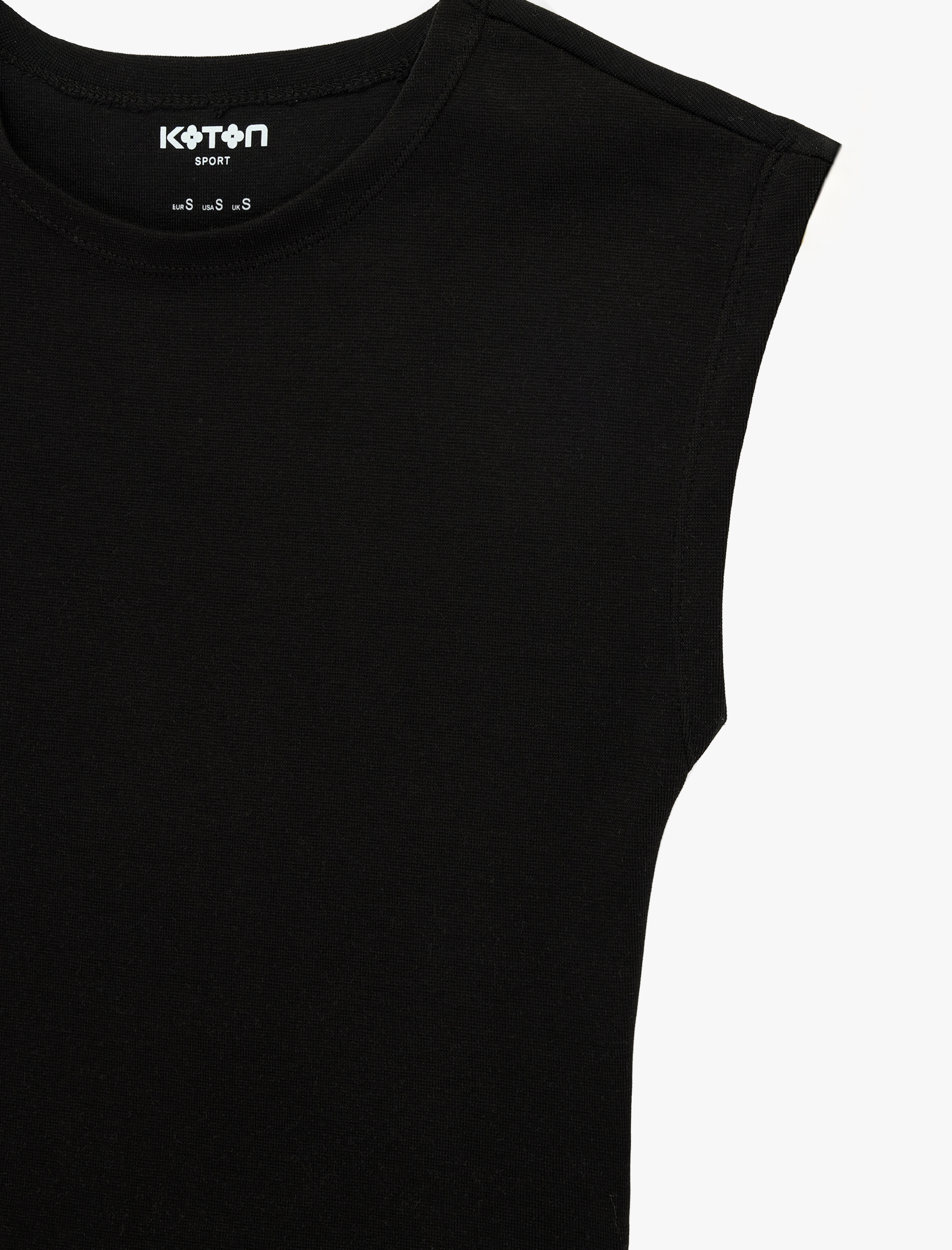   Rahat Kalıp Kolsuz Bisiklet Yaka Pamuklu Spor Tişört