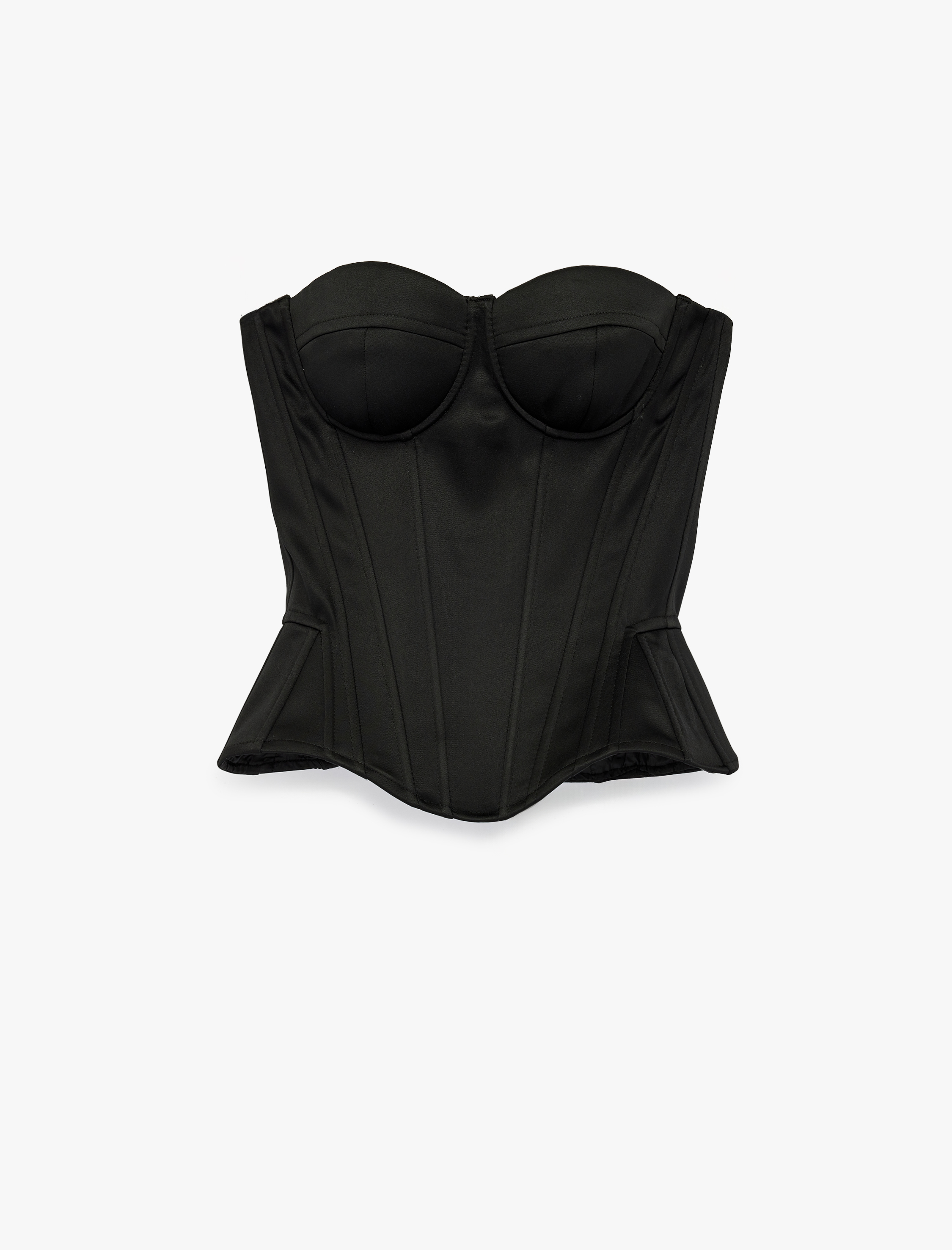   Straplez Yaka Kolsuz Saten Bluz