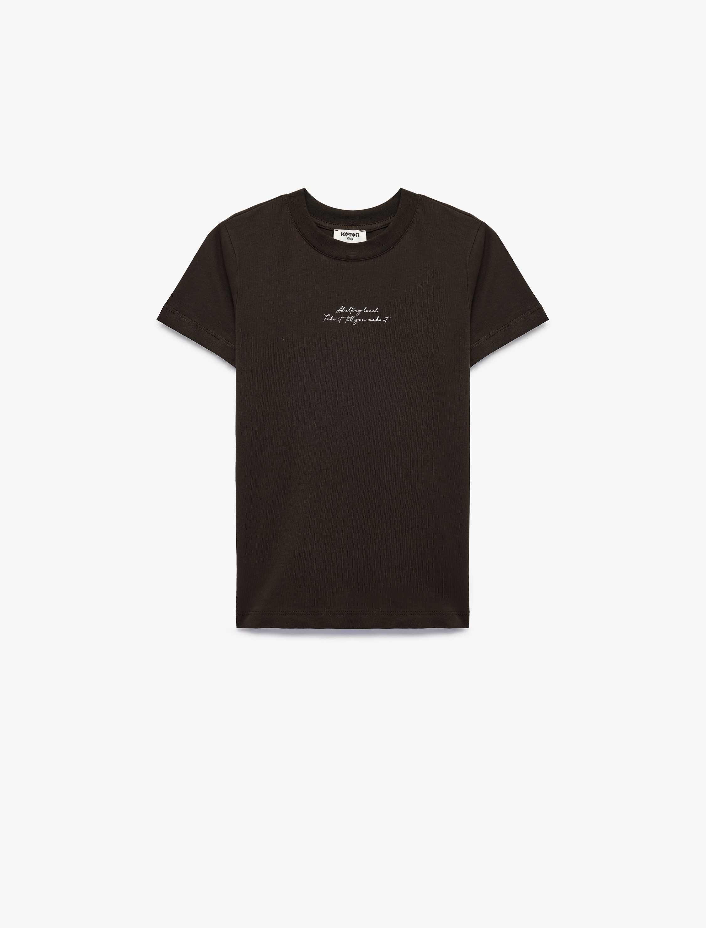  Erkek Çocuk Pamuklu Bisiklet Yaka Kısa Kollu Baskı Detaylı Tişört