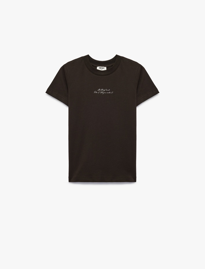 Erkek Çocuk Pamuklu Bisiklet Yaka Kısa Kollu Baskı Detaylı Tişört