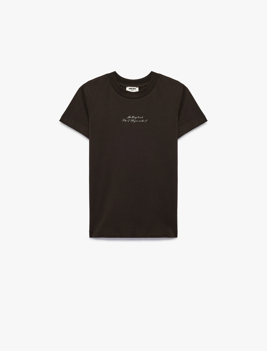Koton Pamuklu Bisiklet Yaka Kısa Kollu Baskı Detaylı T-Shirt