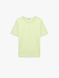 Rahat Kalıp Kısa Kollu Bisiklet Yaka Pamuklu Basic Tişört