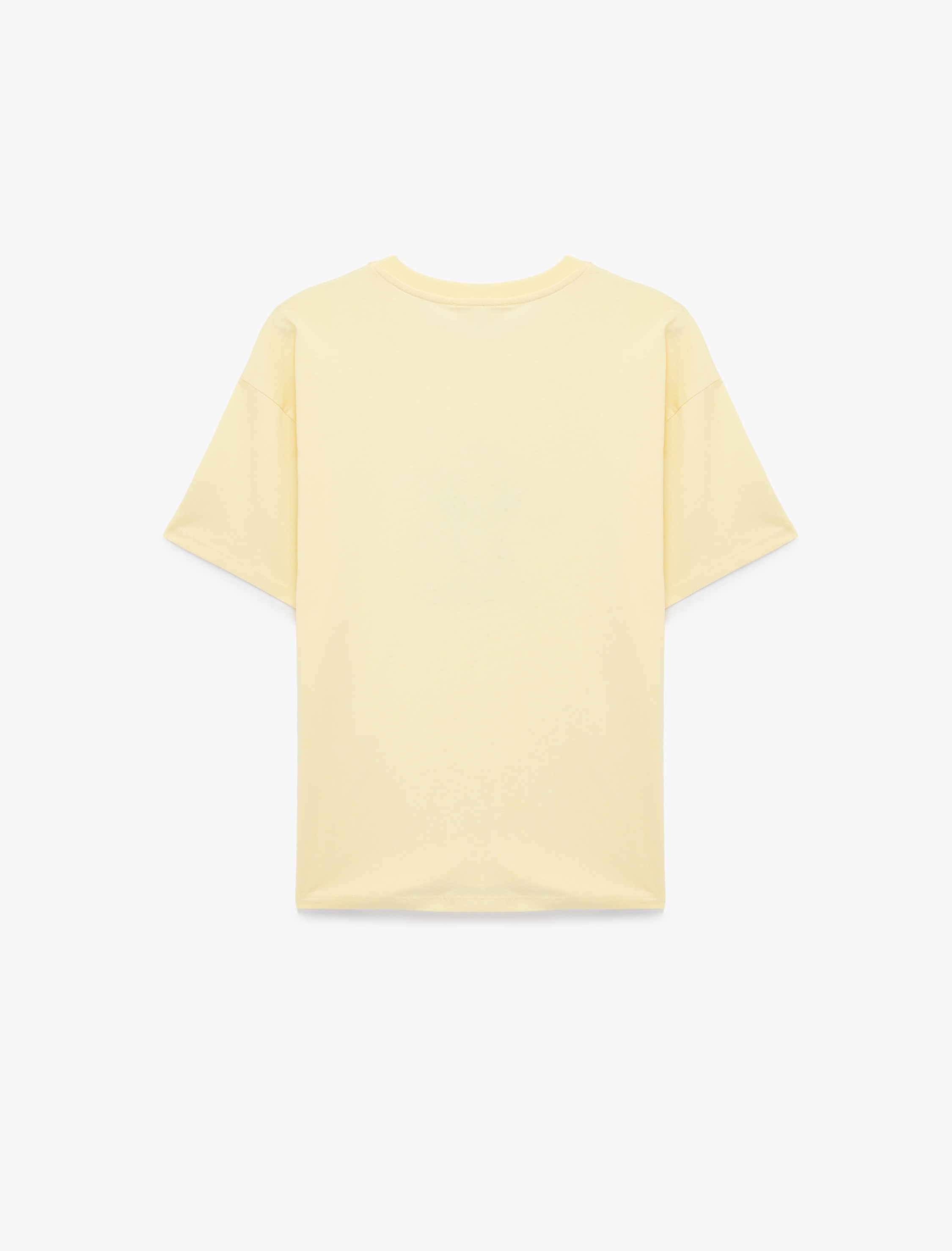   Baskılı Kısa Kollu Bisiklet Yaka Pamuklu Tişört