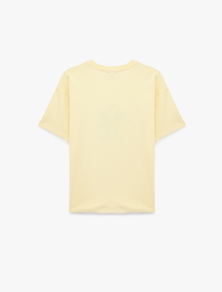  Baskılı Kısa Kollu Bisiklet Yaka Pamuklu Tişört